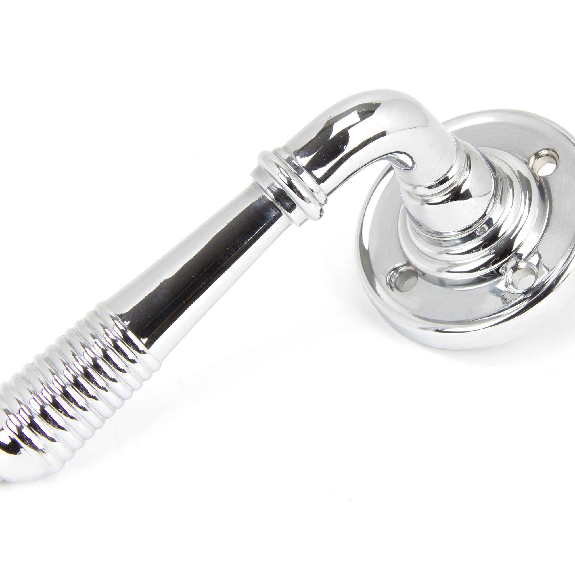 From The Anvil's Polished Chrome Reeded Lever on Rose Set