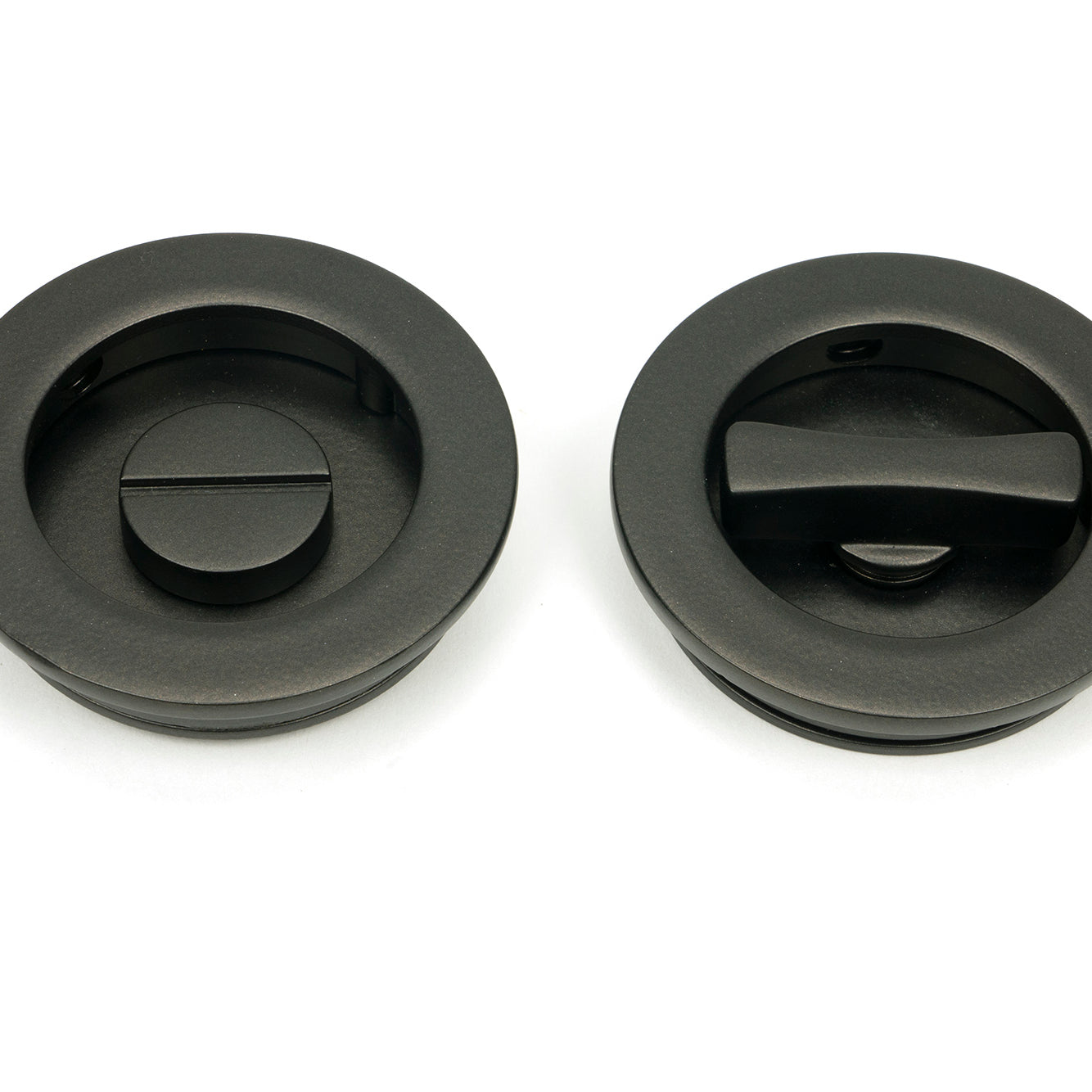 From The Anvil's Aged Bronze Plain Round Pull - Privacy Set