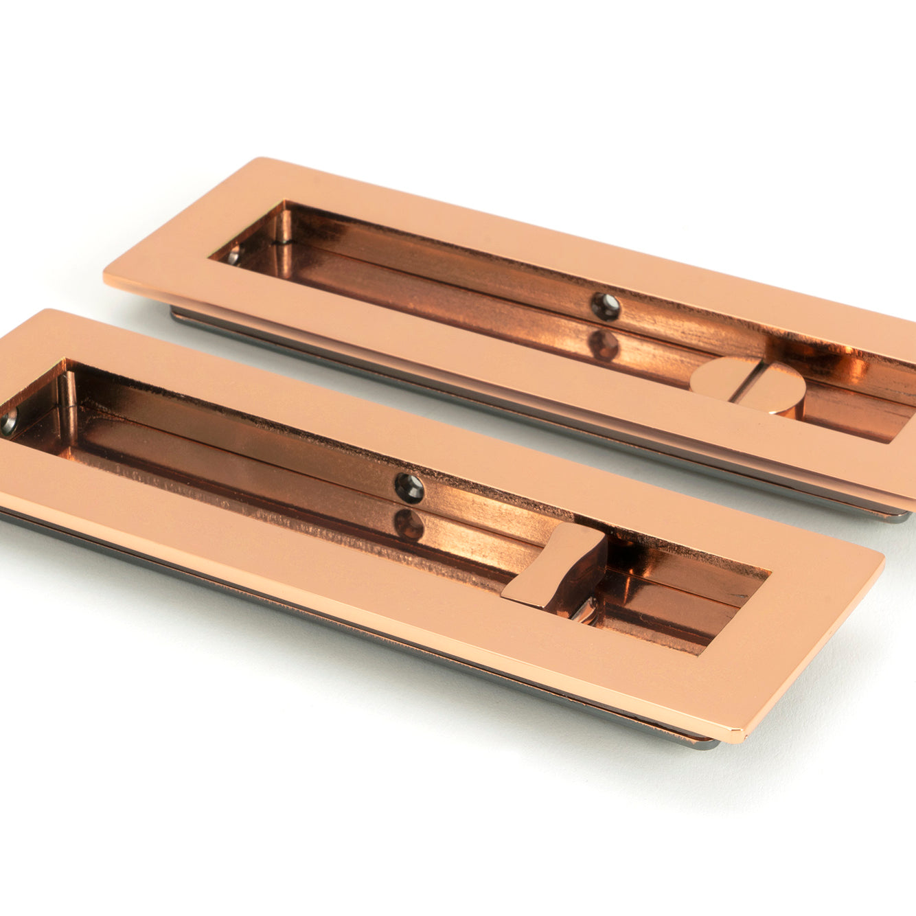 From The Anvil's Polished Bronze Plain Rectangular Pull - Privacy Set