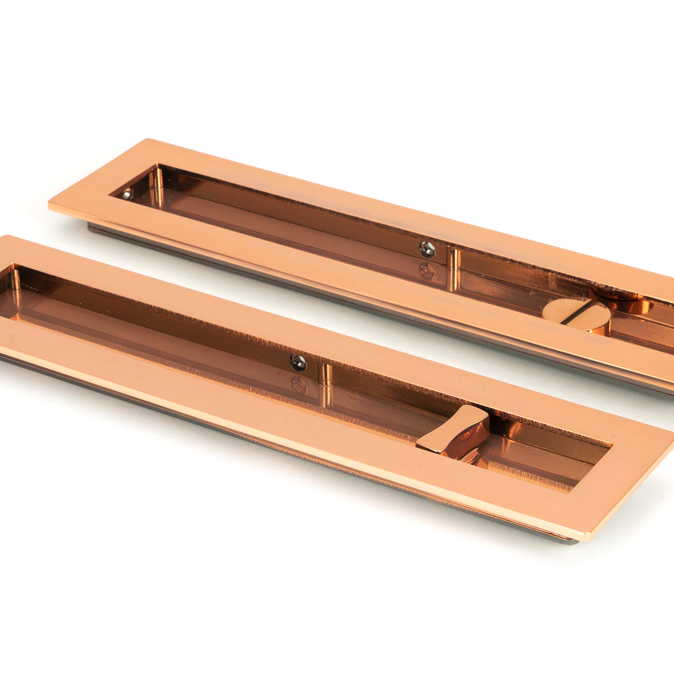 From The Anvil's Polished Bronze Plain Rectangular Pull - Privacy Set