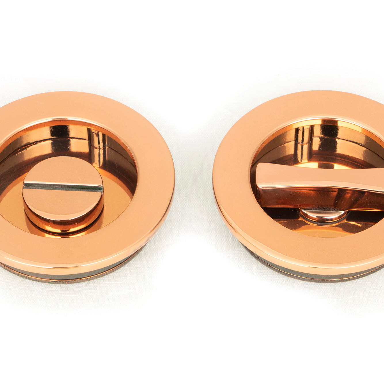 From The Anvil's Polished Bronze Plain Round Pull - Privacy Set
