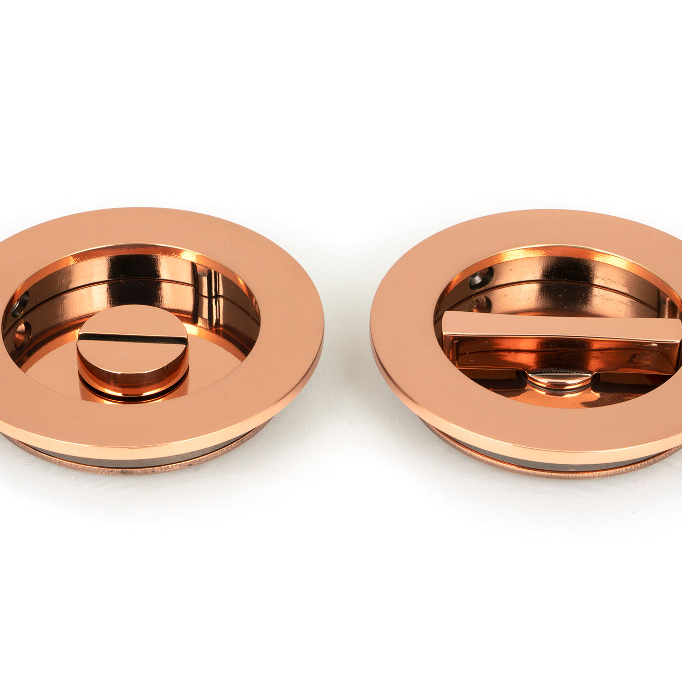From The Anvil's Polished Bronze Plain Round Pull - Privacy Set