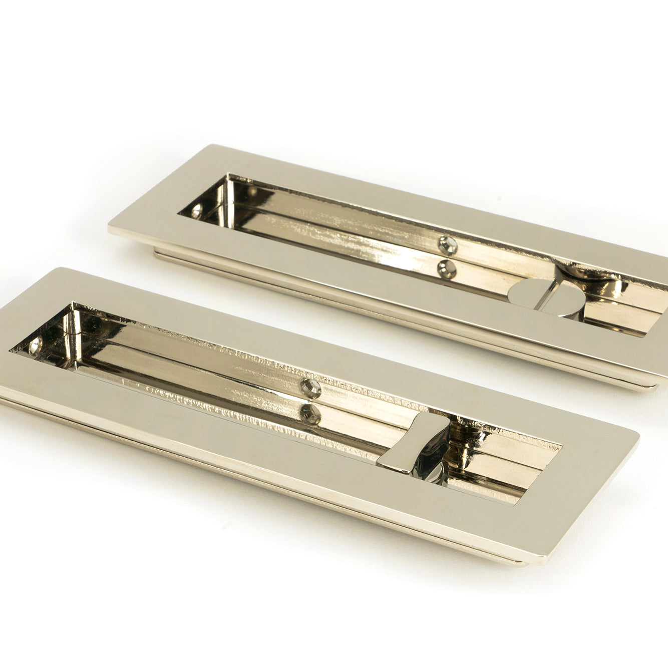 From The Anvil's Polished Nickel Plain Rectangular Pull - Privacy Set