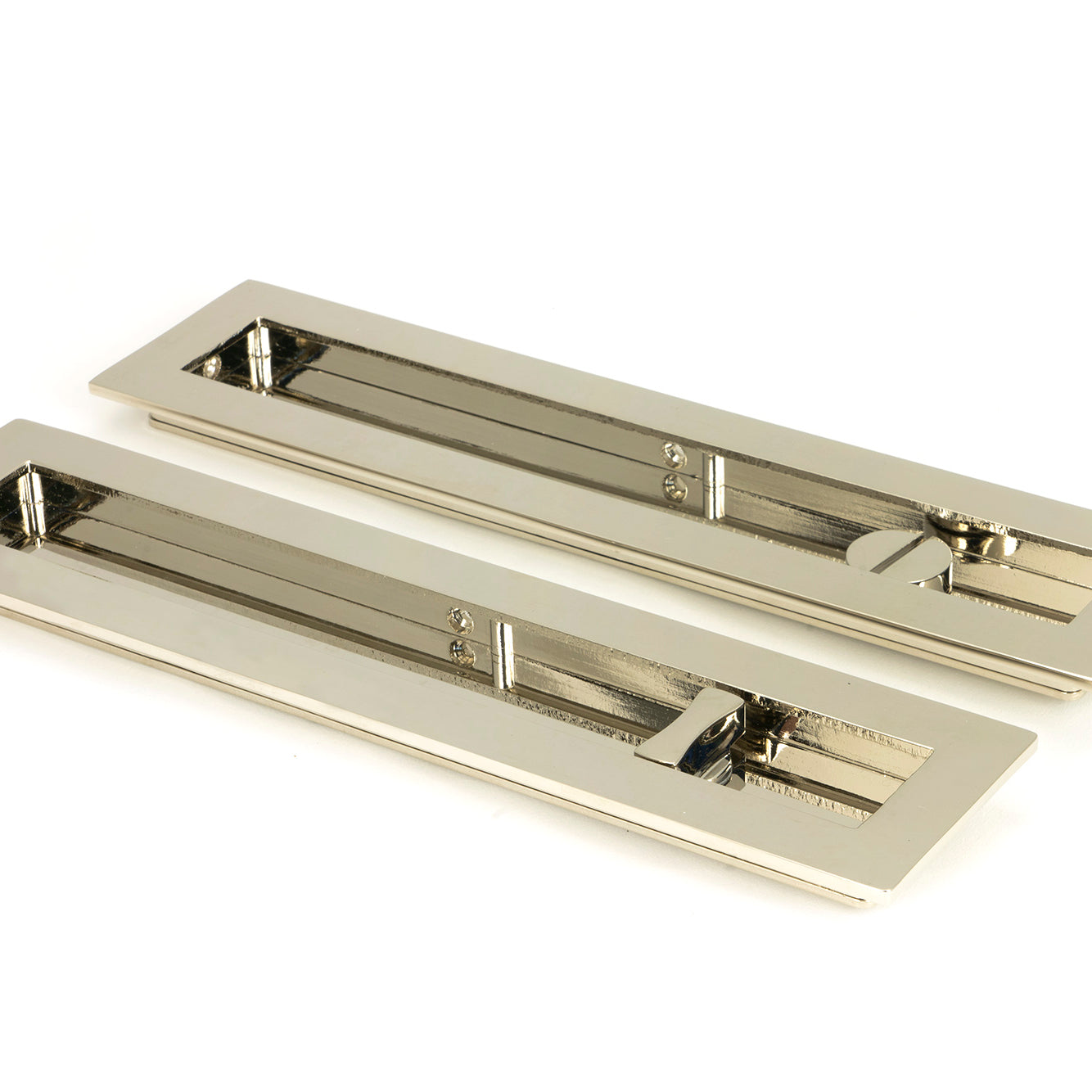 From The Anvil's Polished Nickel Plain Rectangular Pull - Privacy Set