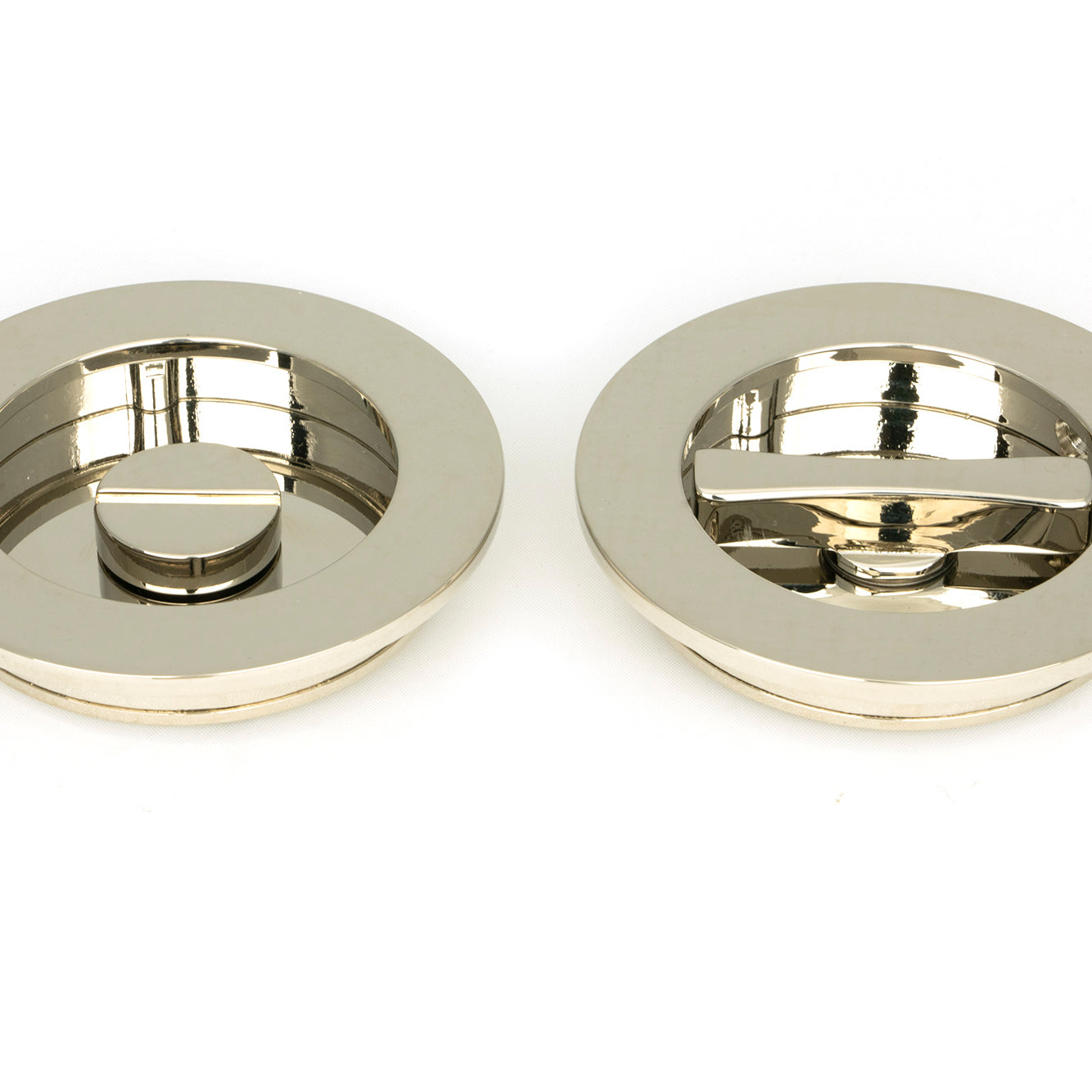 From The Anvil's Polished Nickel Plain Round Pull - Privacy Set