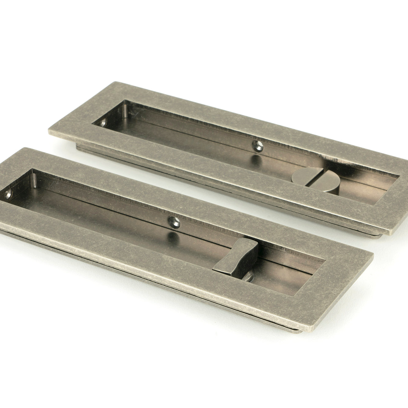 From The Anvil's Pewter Patina Plain Rectangular Pull - Privacy Set
