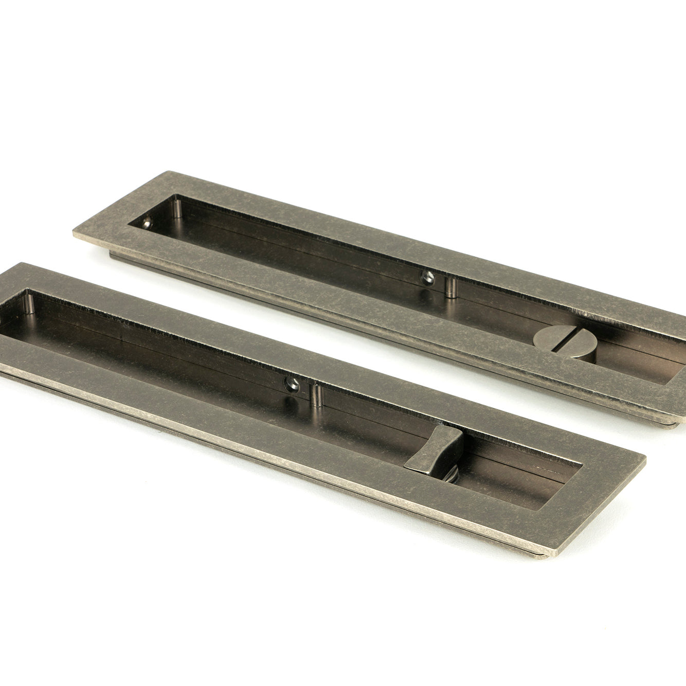From The Anvil's Pewter Patina Plain Rectangular Pull - Privacy Set