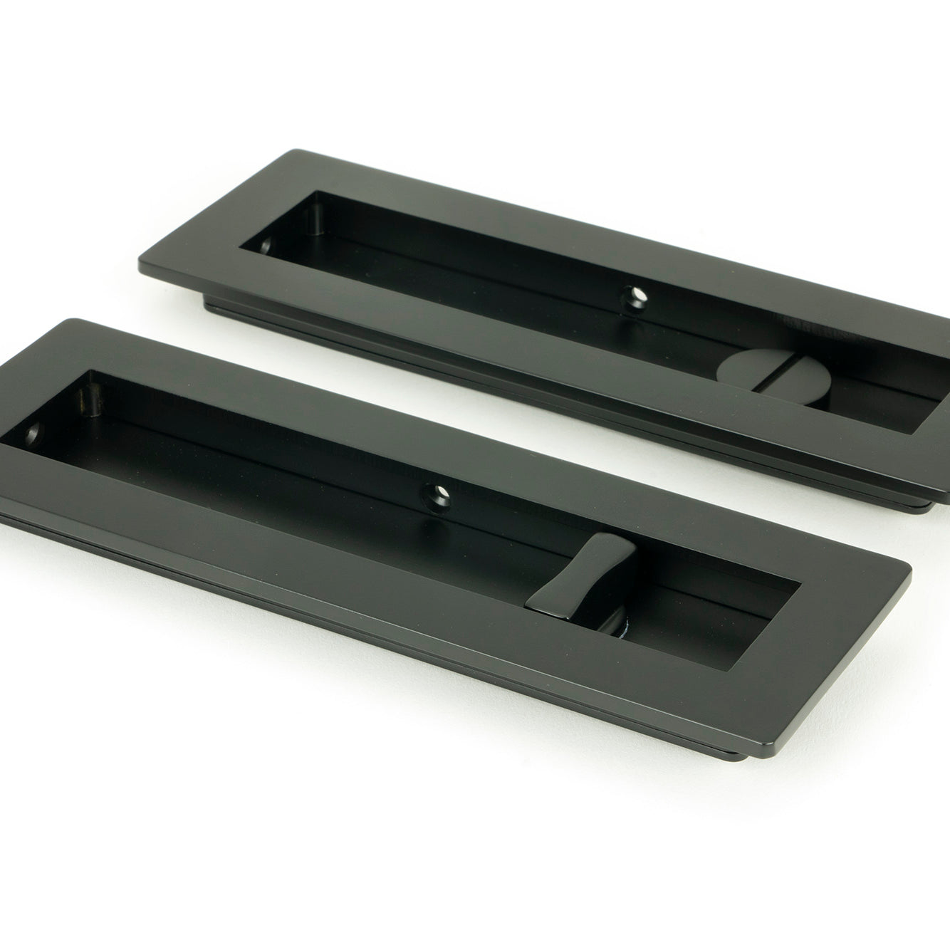 From The Anvil's Matt Black Plain Rectangular Pull - Privacy Set