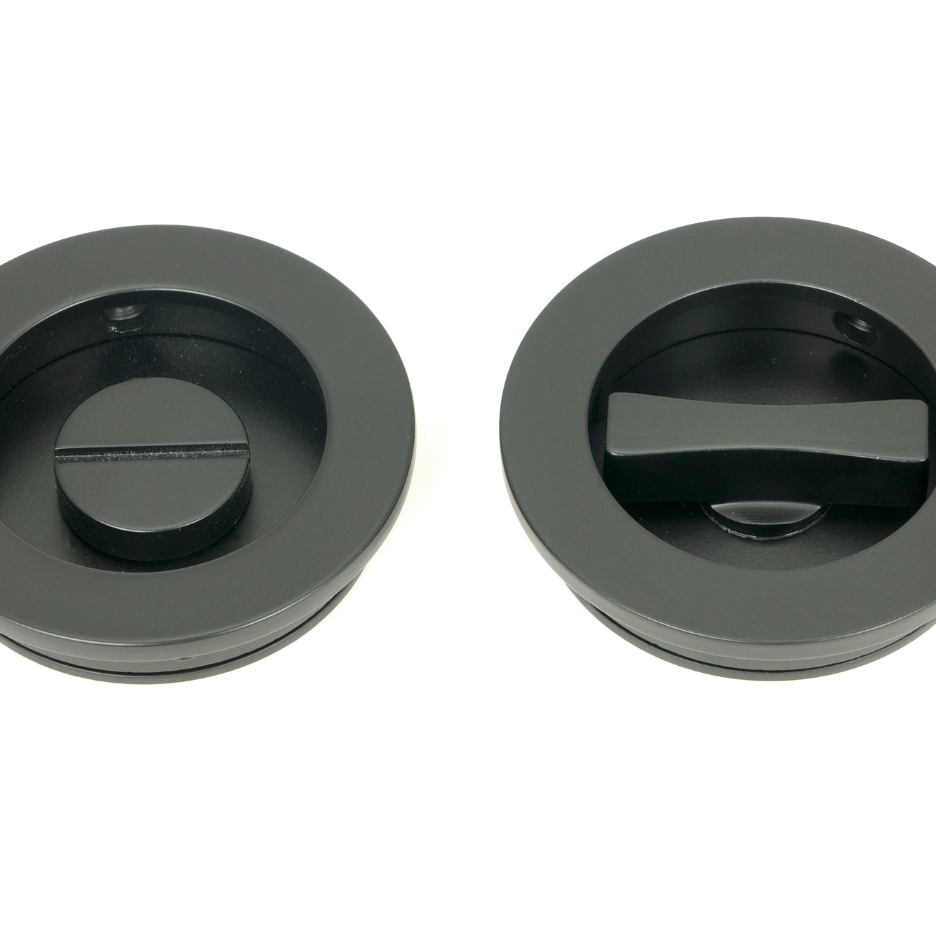 From The Anvil's Matt Black Plain Round Pull - Privacy Set