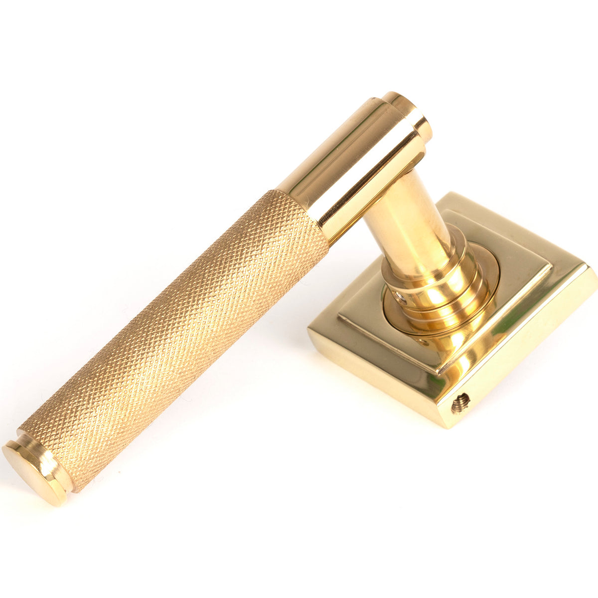 From The Anvil's Polished Brass Brompton Lever on Rose Set (Sprung)