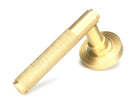 From The Anvil's Satin Brass Brompton Lever on Rose Set (Sprung)