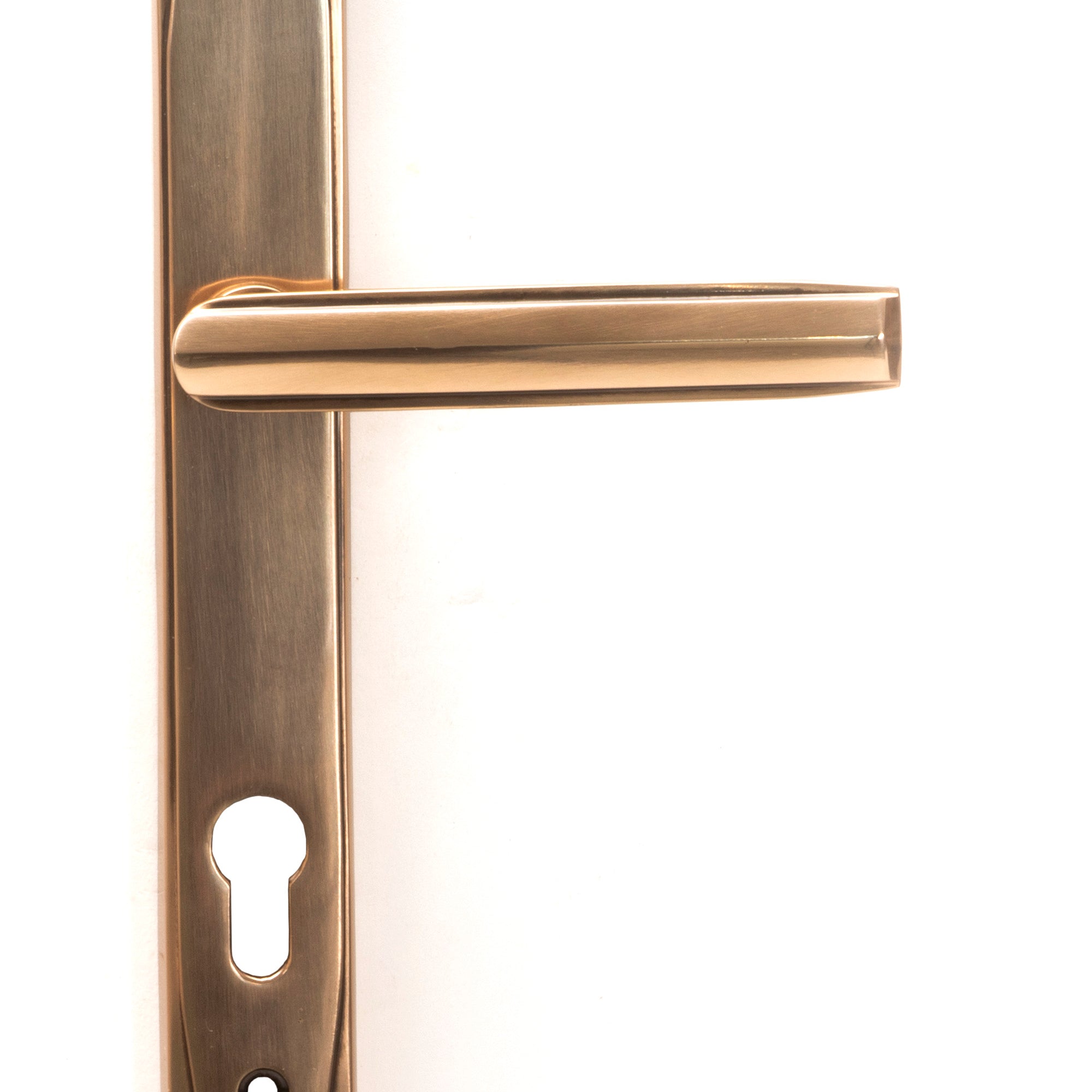 From The Anvil's Polished Bronze Art Deco Slimline Lever Espag. Lock Set