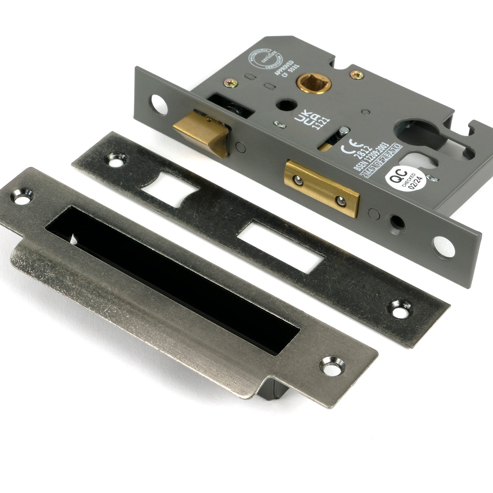 From The Anvil's Pewter Patina Euro Profile Sash Lock