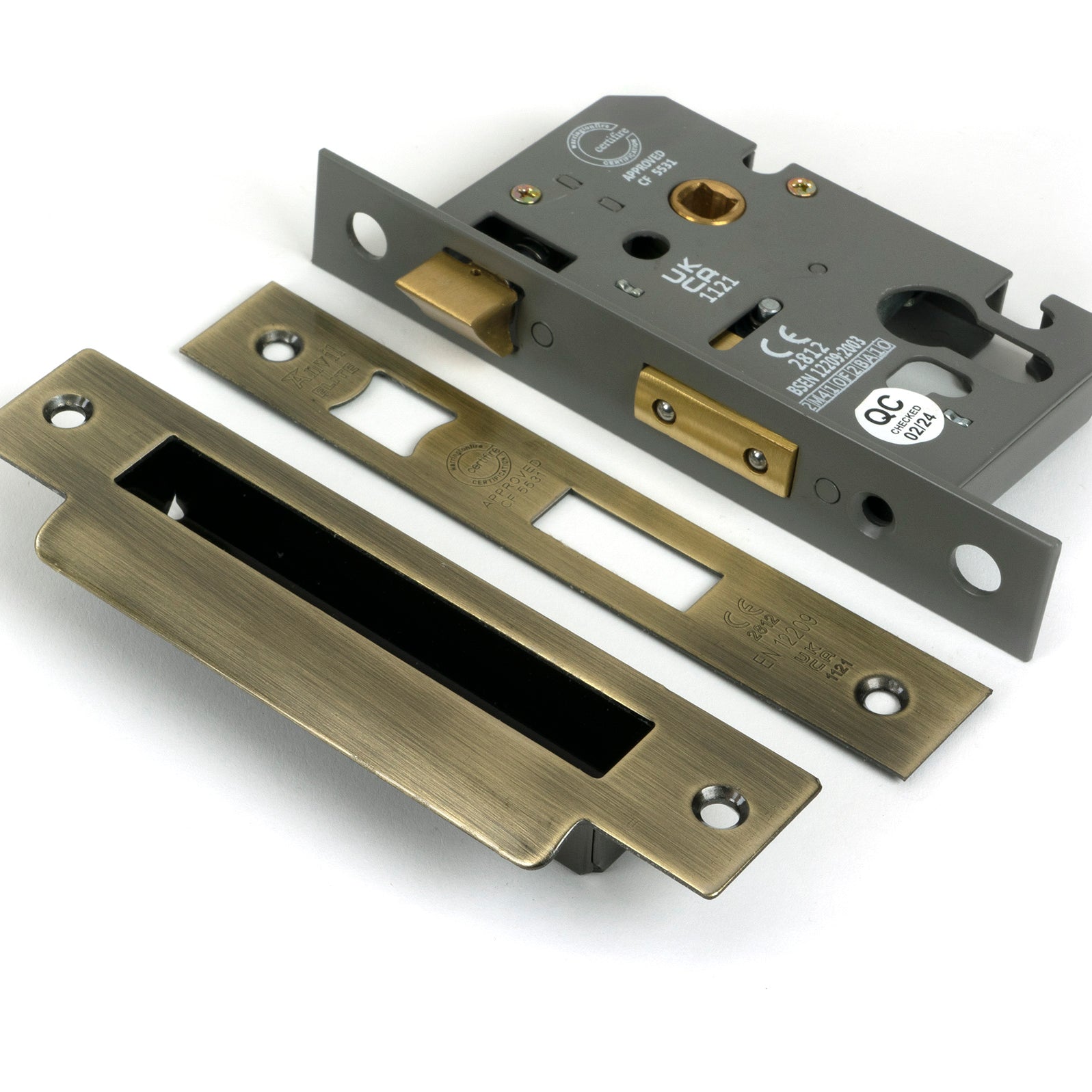 From The Anvil's Aged Brass Euro Profile Sash Lock