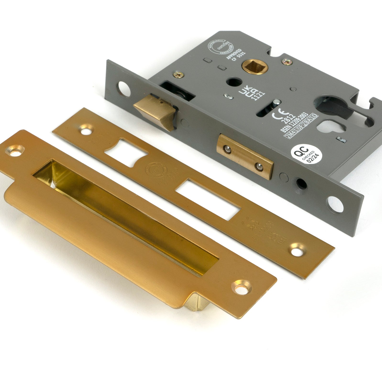 From The Anvil's Satin Brass Euro Profile Sash Lock