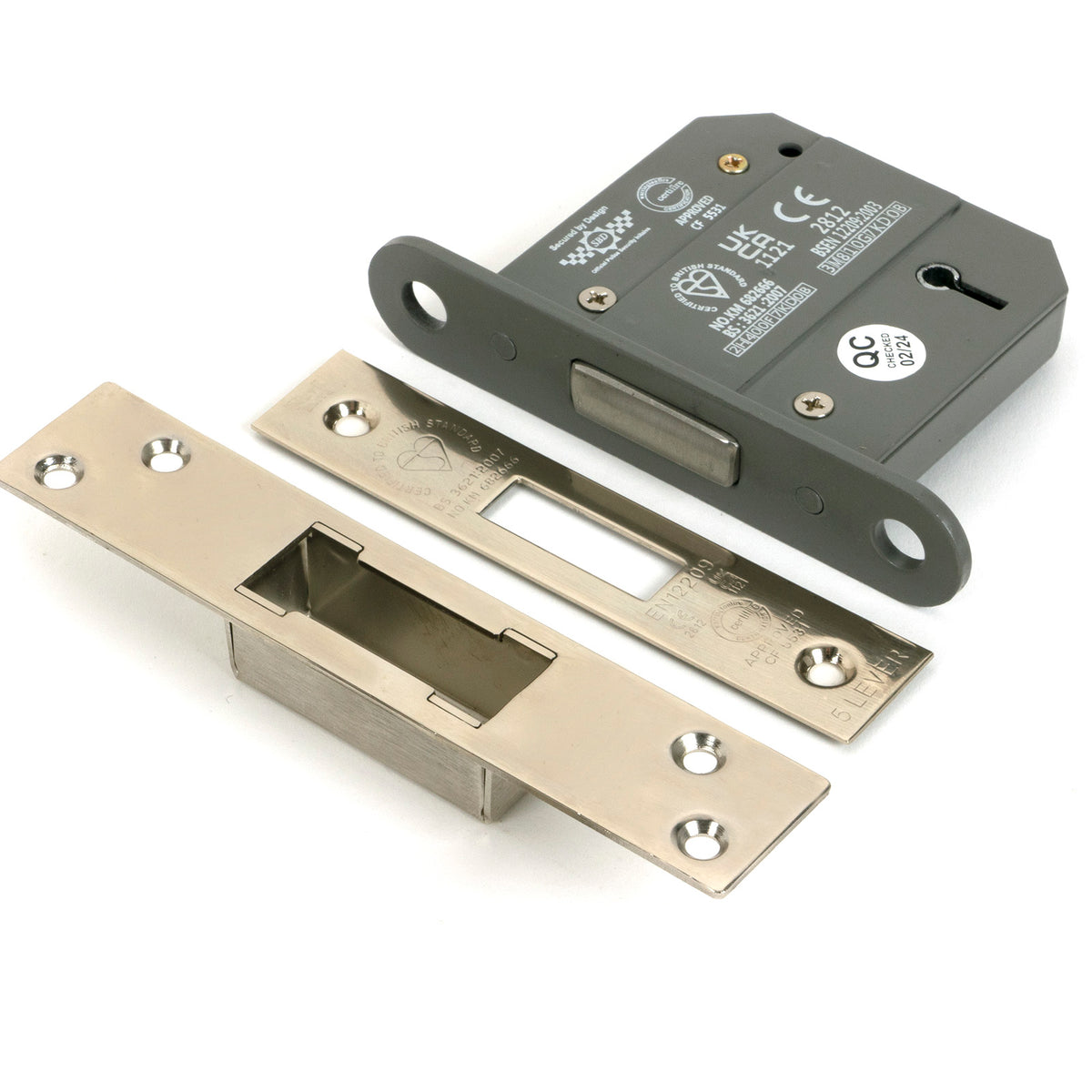 From The Anvil's Polished Nickel BS 5 Lever Deadlock KA