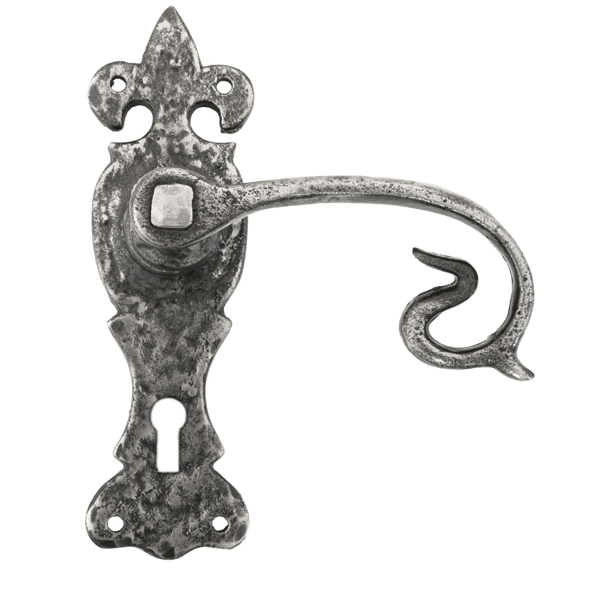 From The Anvil's Natural Textured Curly Lever Lock Set