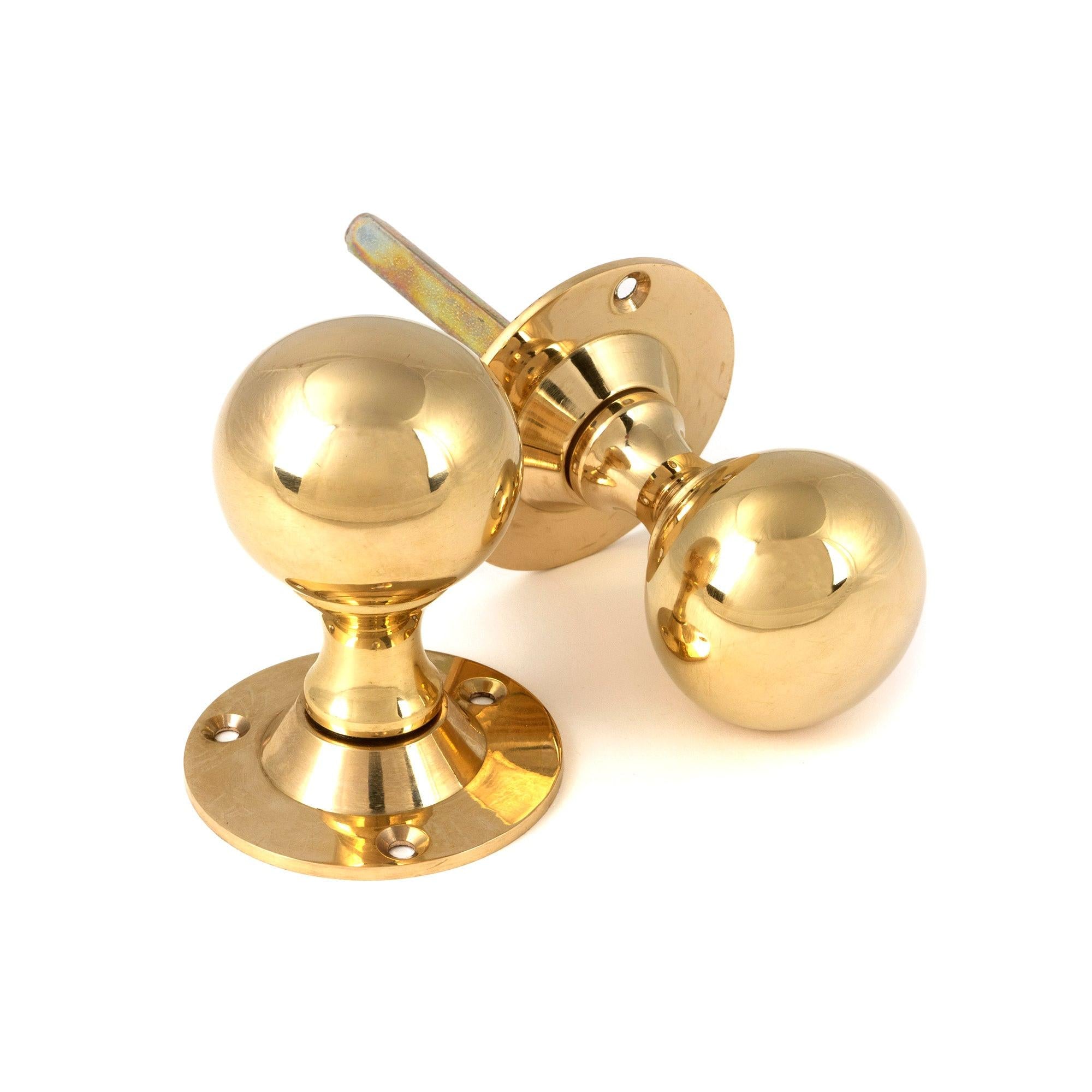 From The Anvil's Polished Brass Ball Mortice Knob Set
