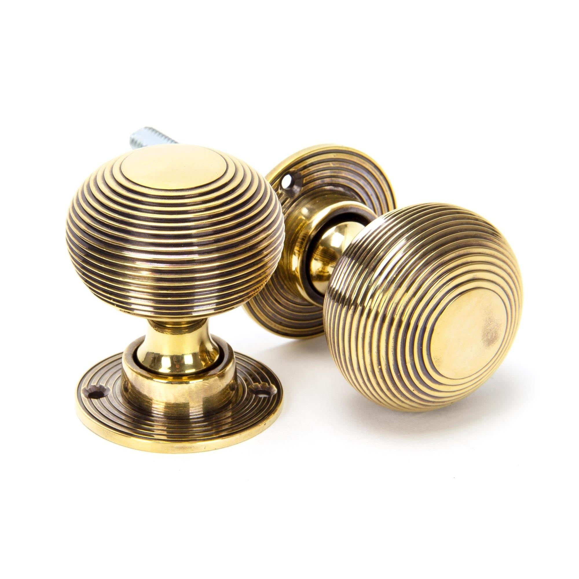 From The Anvil's Aged Brass Heavy Beehive Mortice/Rim Knob Set