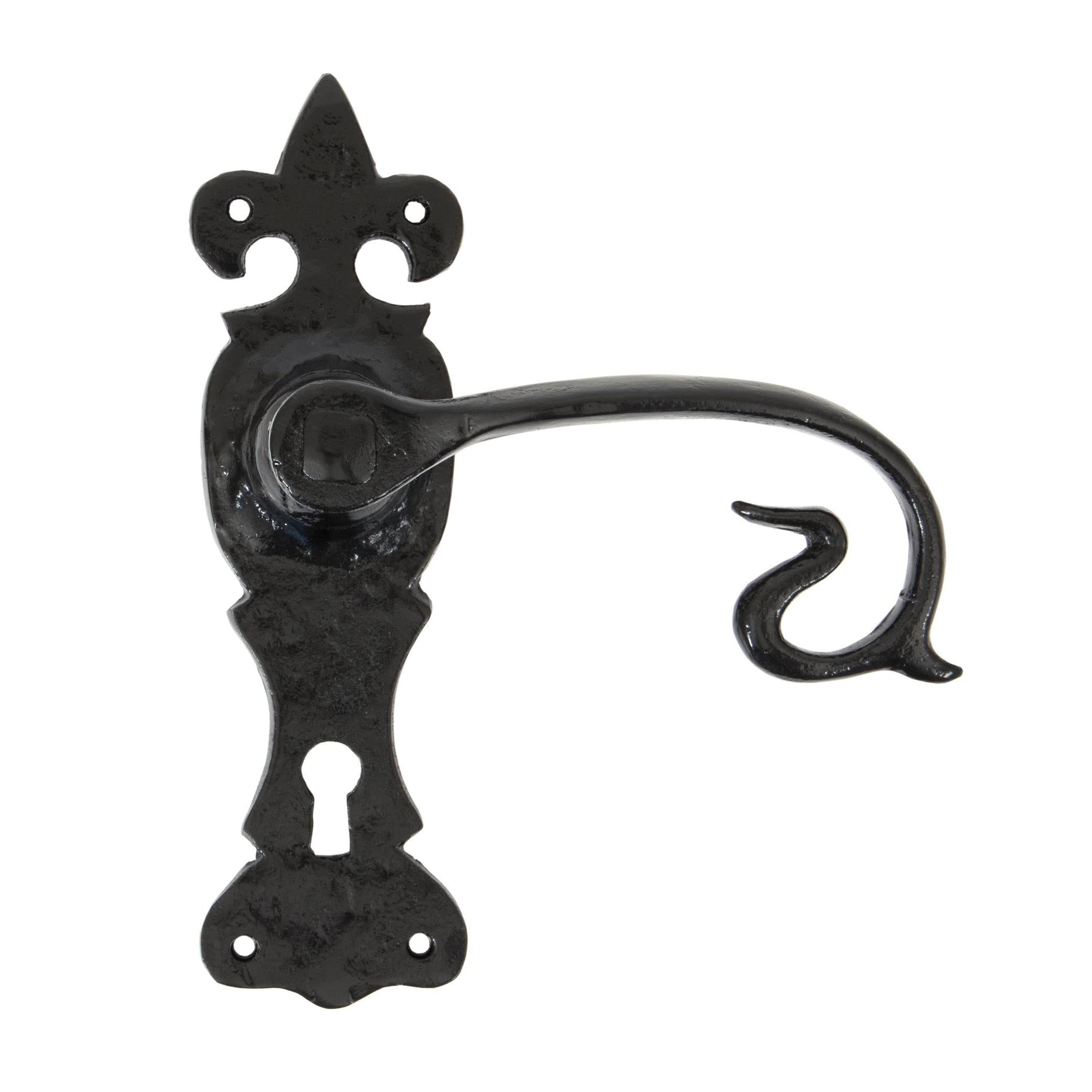 From The Anvil's Black Curly Lever Lock Set