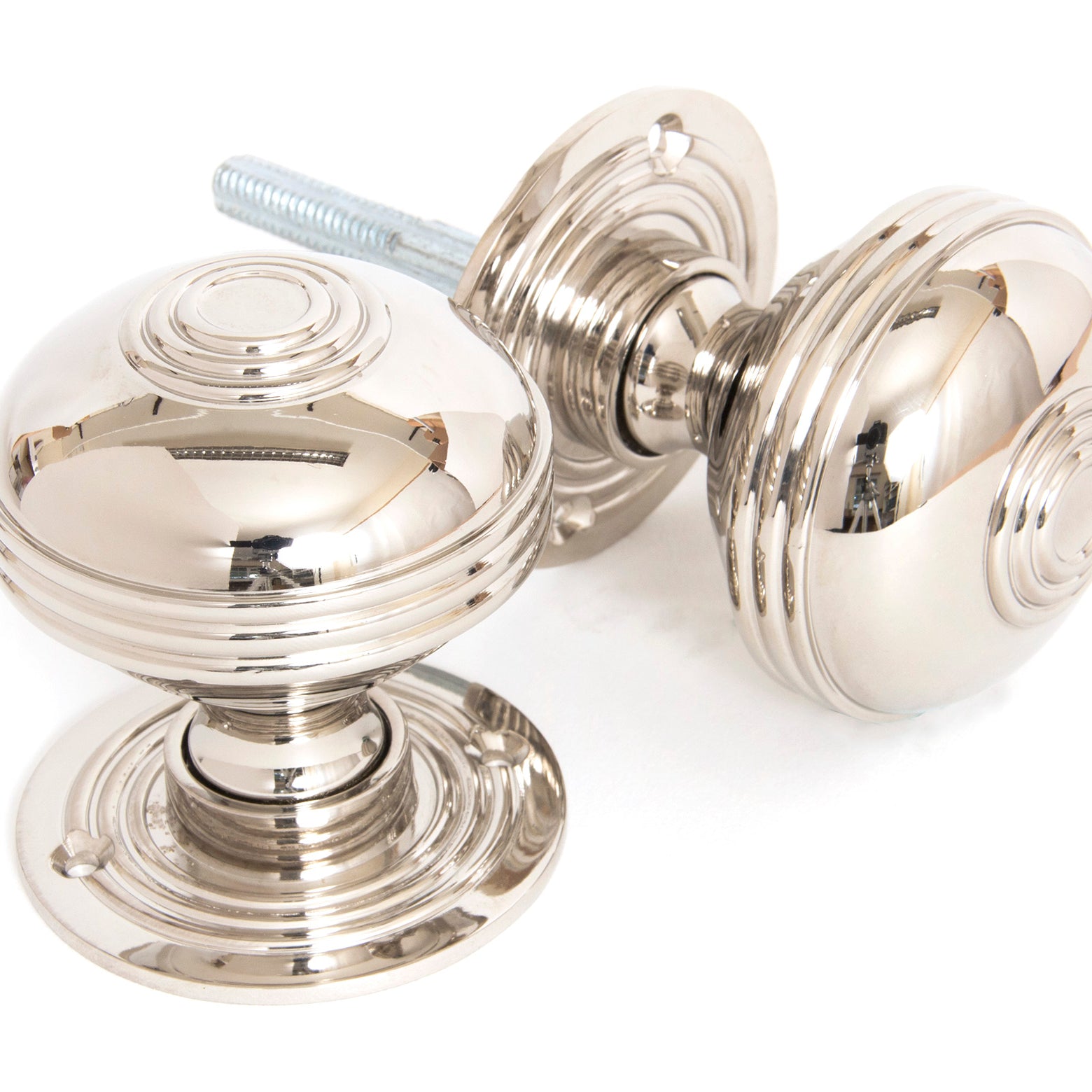 From The Anvil's Polished Nickel Prestbury Mortice/Rim Knob Set