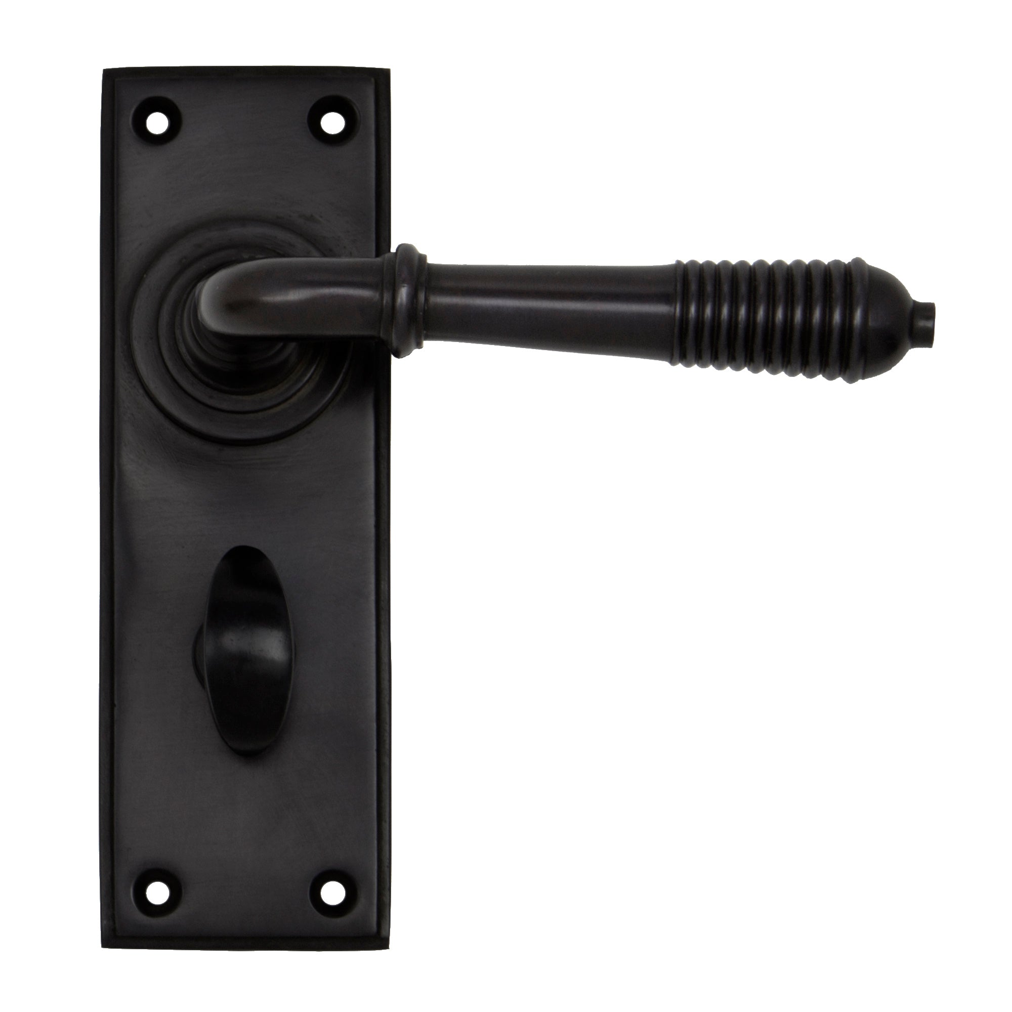 From The Anvil's Aged Bronze Reeded Lever Bathroom Set