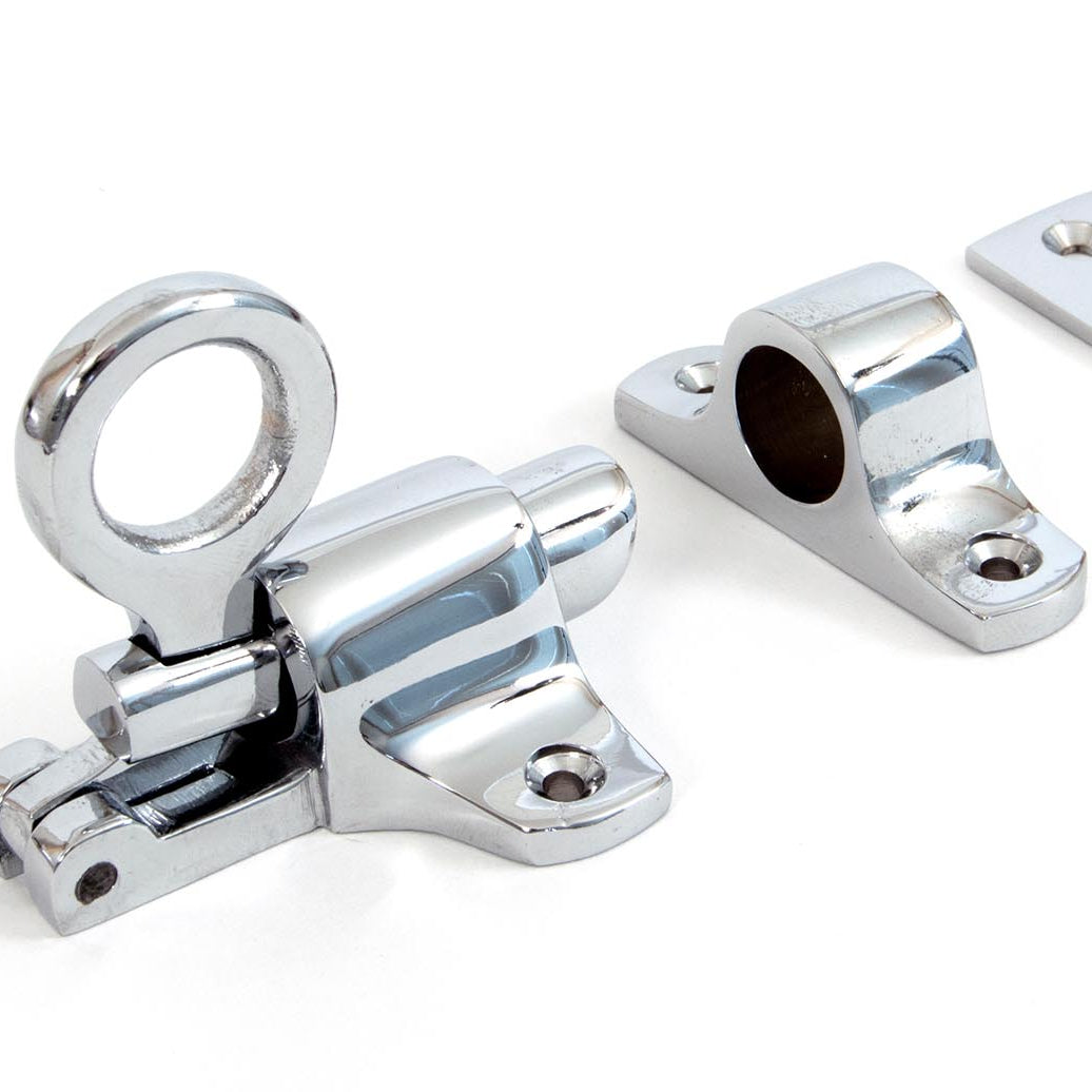 From The Anvil's Polished Chrome Fanlight Catch with Two Keeps