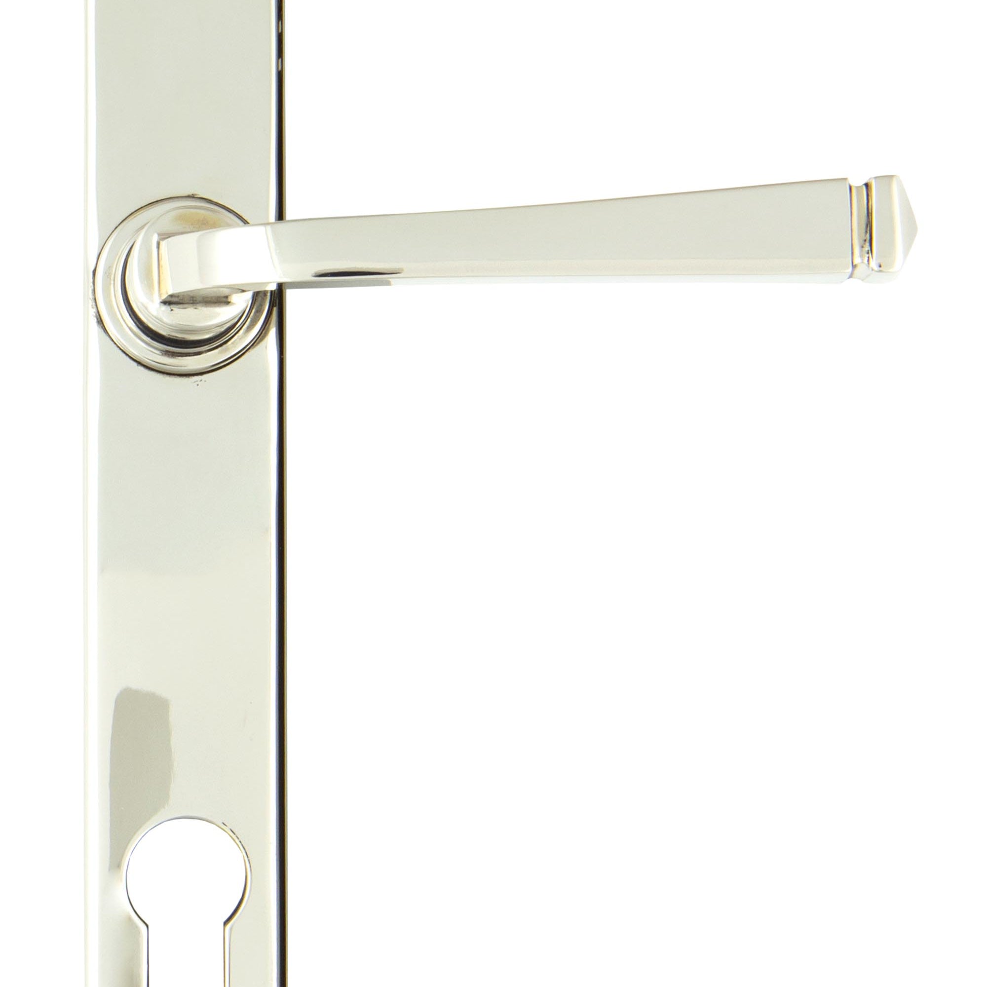 From The Anvil's Polished Nickel Avon Slimline Lever Espag. Lock Set