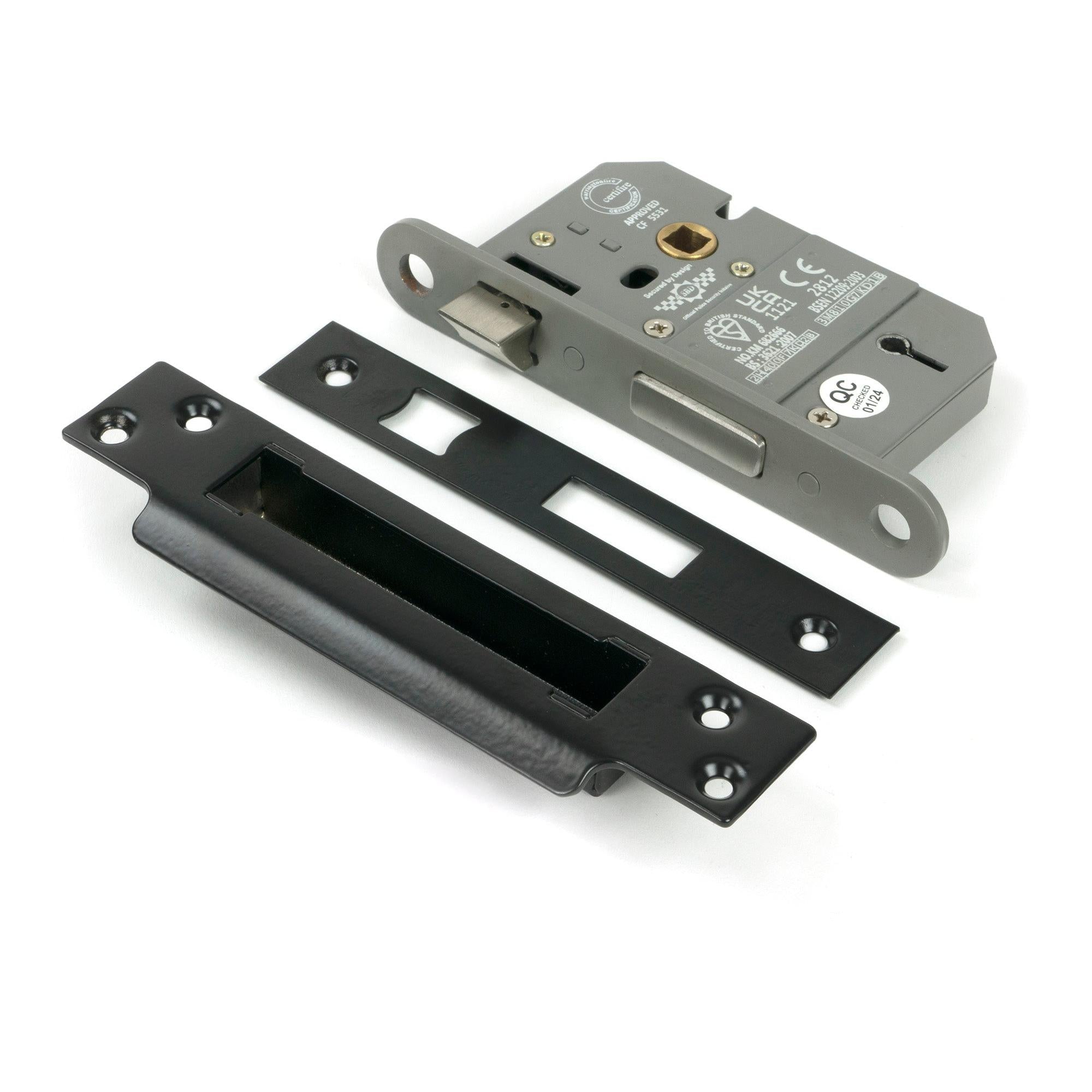 From The Anvil's Black 5 Lever BS Sash Lock