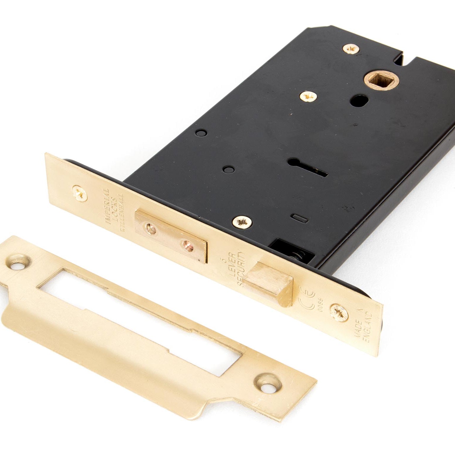 From The Anvil's Polished Brass 6" Horizontal 5 Lever Sash Lock