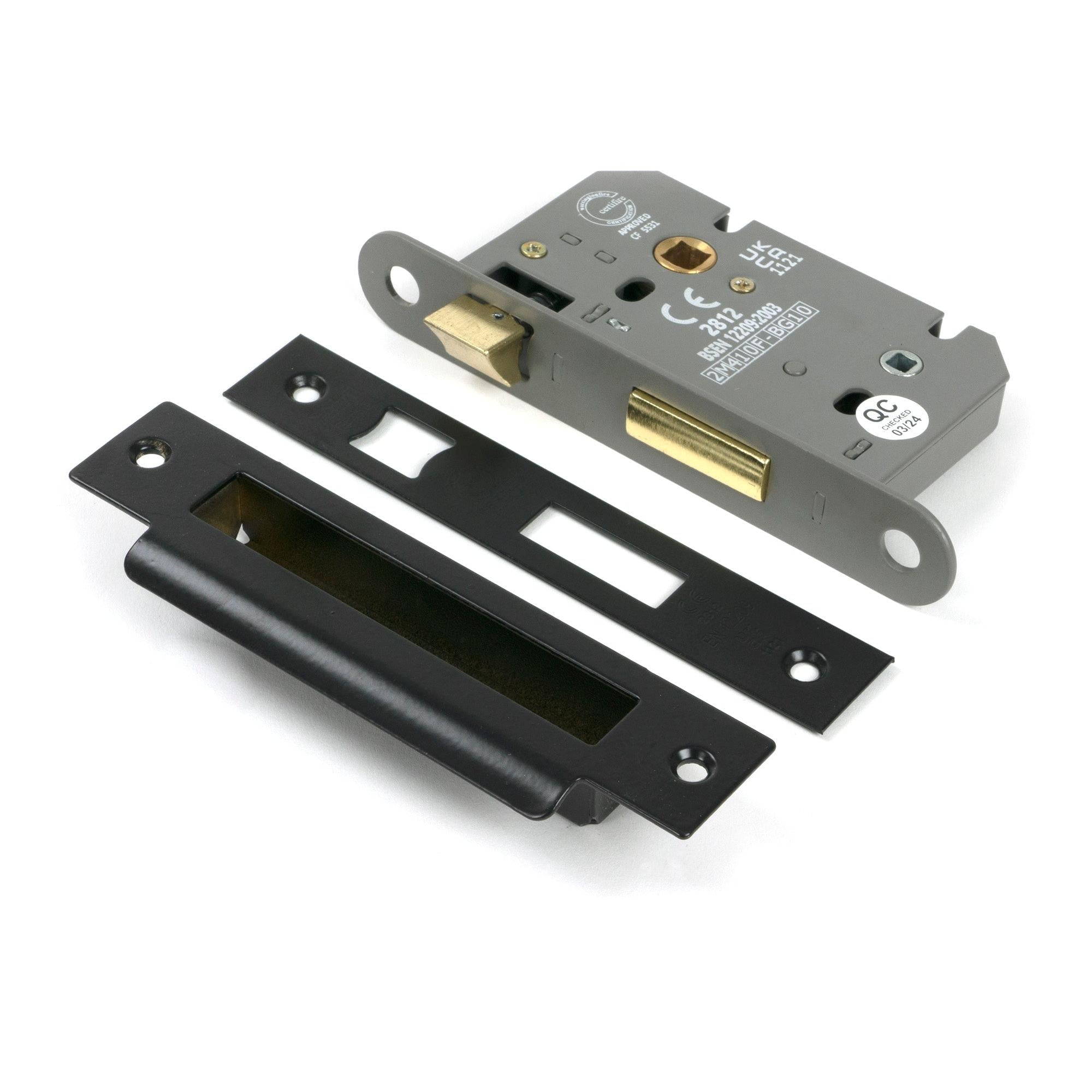 From The Anvil's Black Heavy Duty Bathroom Mortice Lock