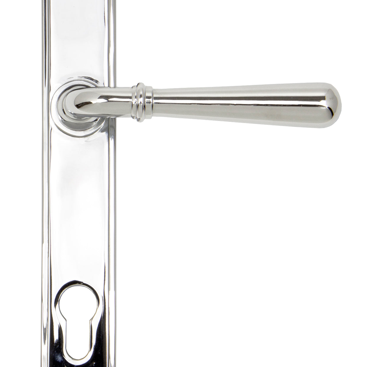 From The Anvil's Polished Chrome Newbury Slimline Lever Espag. Lock Set