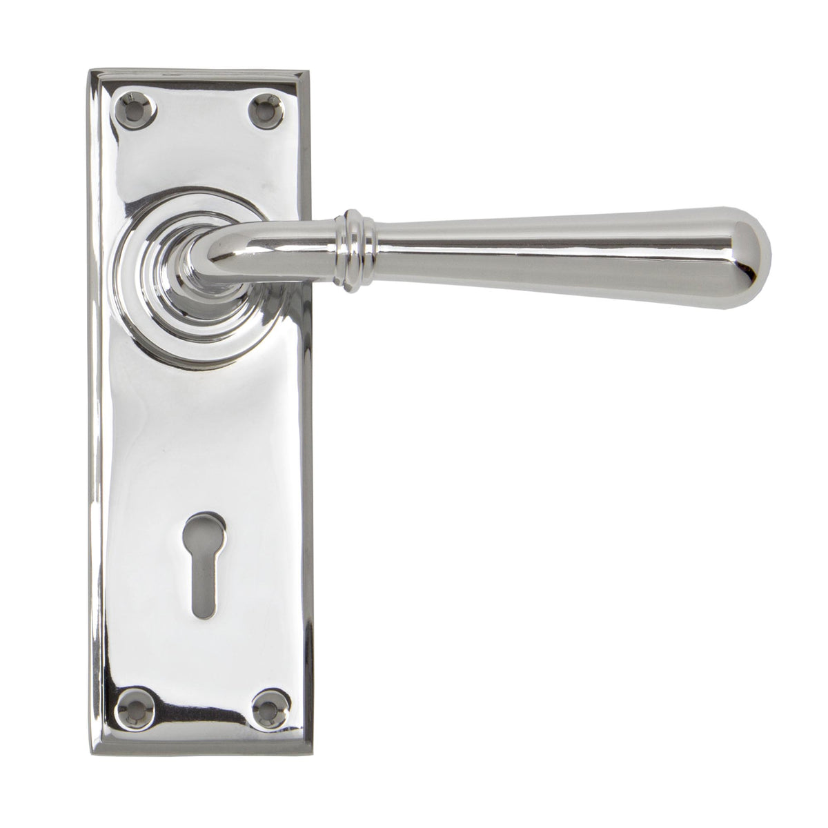 From The Anvil's Polished Chrome Newbury Lever Lock Set