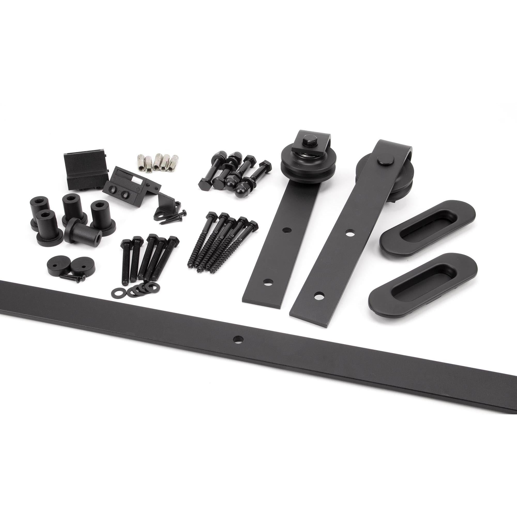 From The Anvil's Black 100kg Sliding Door Hardware Kit