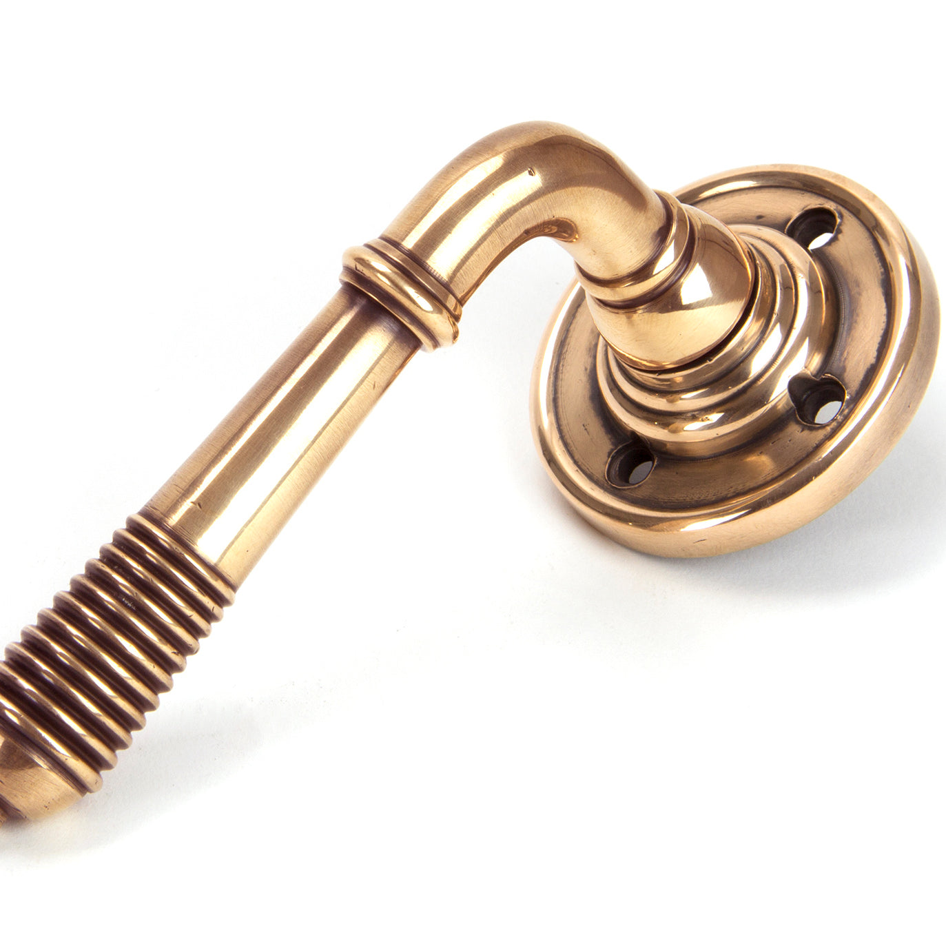 From The Anvil's Polished Bronze Reeded Lever on Rose Set