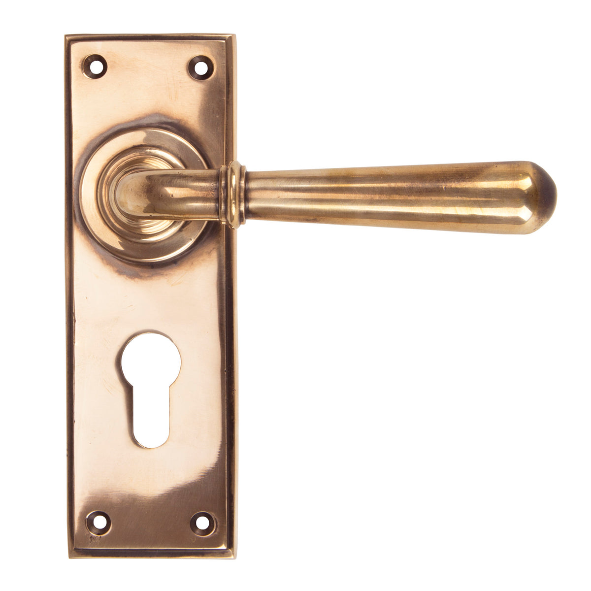 From The Anvil's Polished Bronze Newbury Lever Euro Lock Set