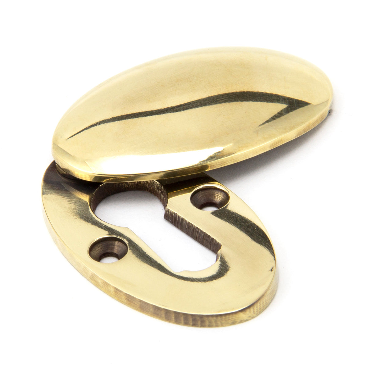 From The Anvil's Aged Brass Oval Escutcheon