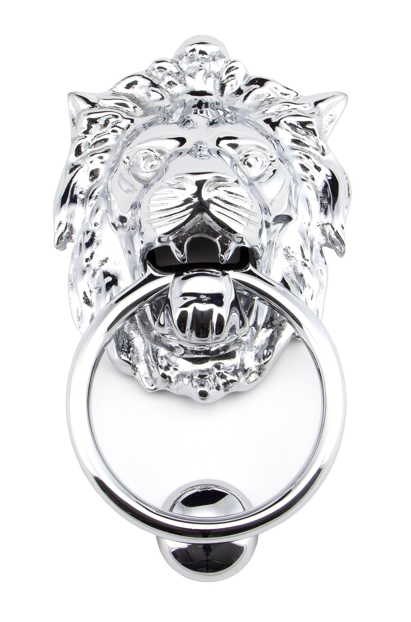 From The Anvil's Polished Chrome Lion's Head Door Knocker