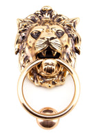 From The Anvil's Polished Bronze Lion's Head Door Knocker