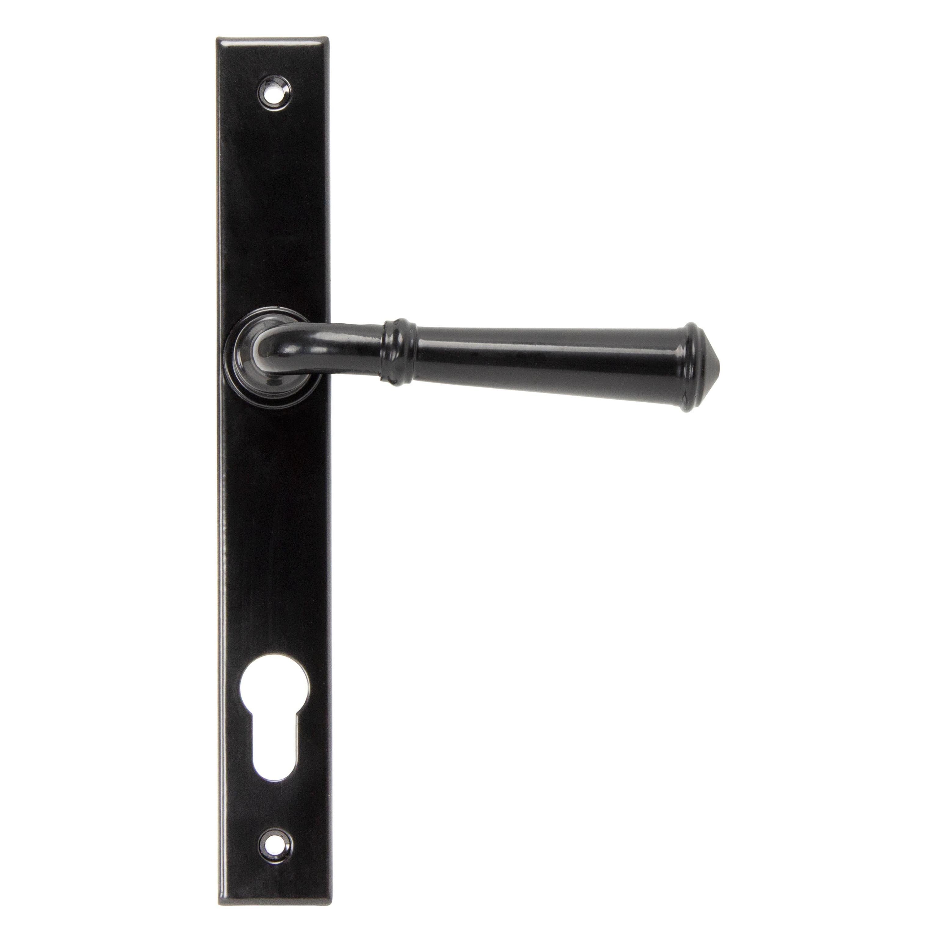 From The Anvil's Black Regency Slimline Lever Espag. Lock Set