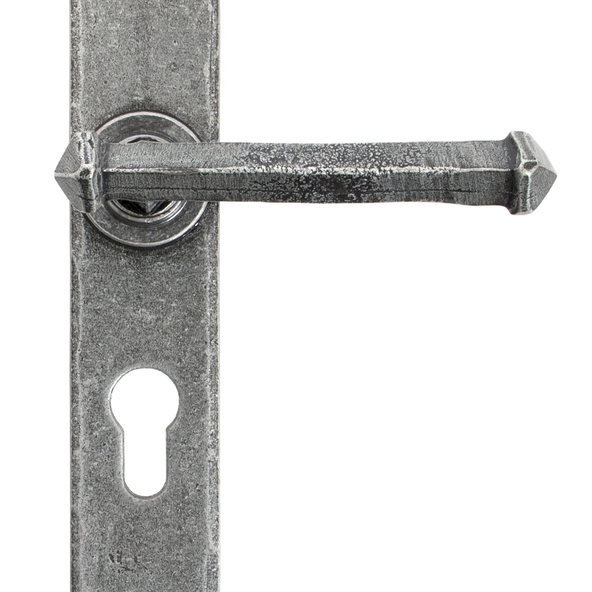 From The Anvil's Pewter Patina Tudor Lever Euro Lock Set