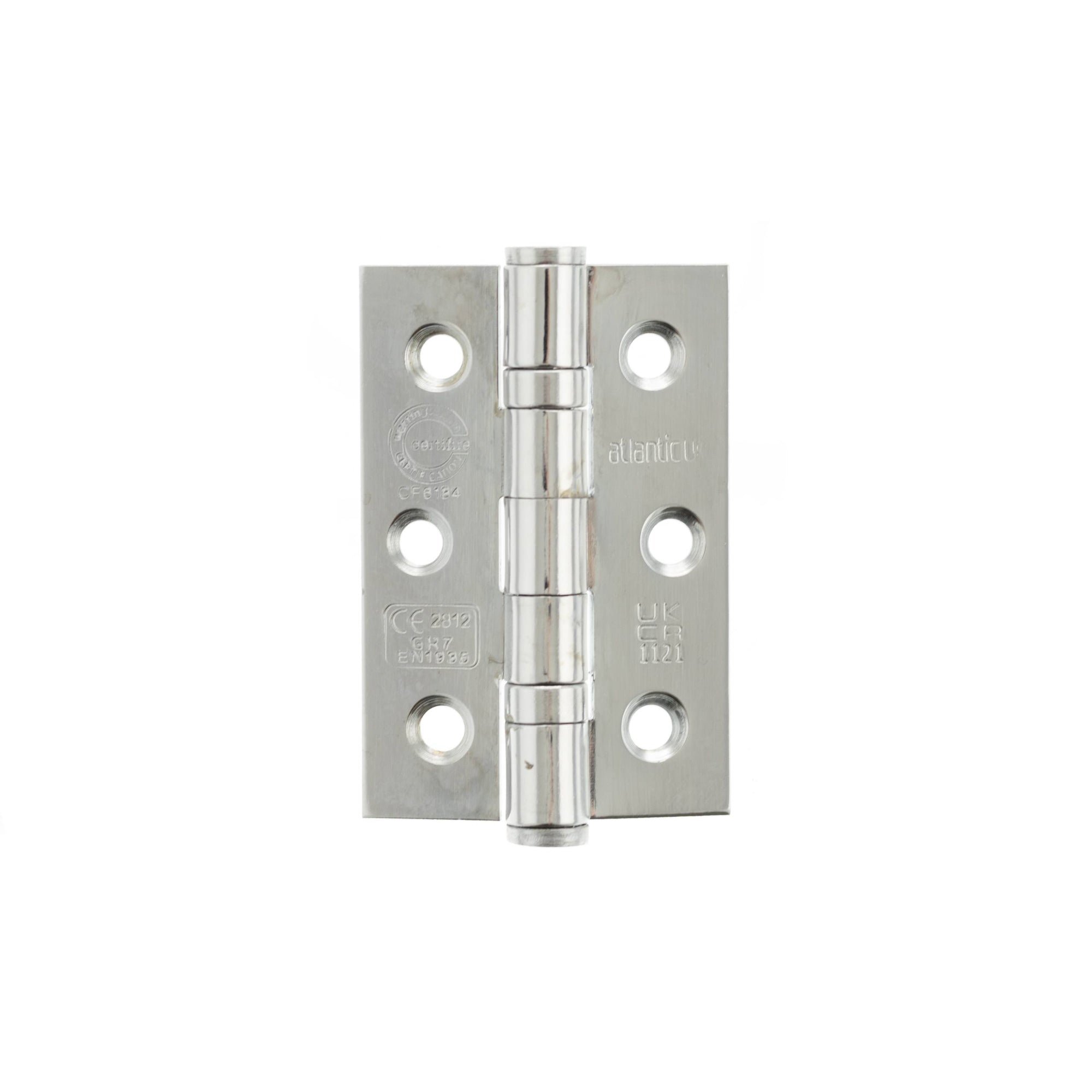 Atlantic CE Fire Rated Grade 7 Ball Bearing Hinges 3" x 2" x 2mm - Polished Chrome