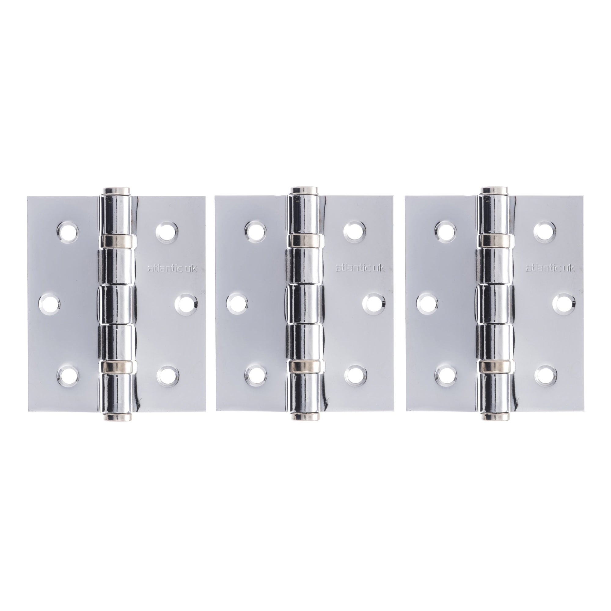 Atlantic Ball Bearing Hinges 3" x 2.5" x 2.5mm set of 3 - Polished Chrome