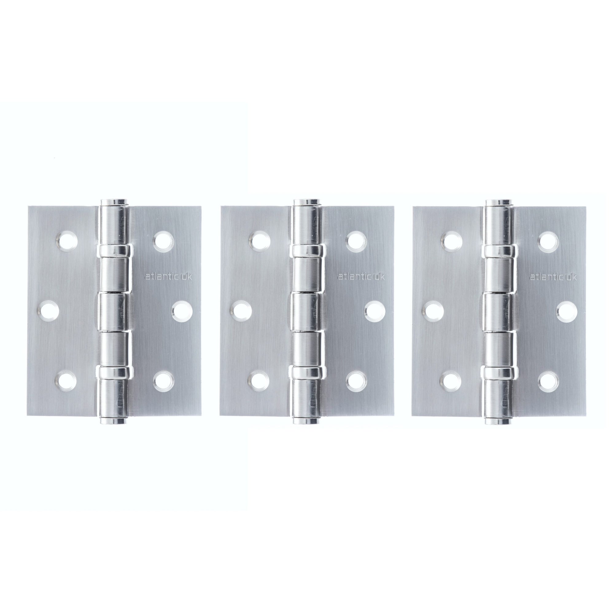 Atlantic Ball Bearing Hinges 3" x 2.5" x 2.5mm set of 3 - Satin Chrome