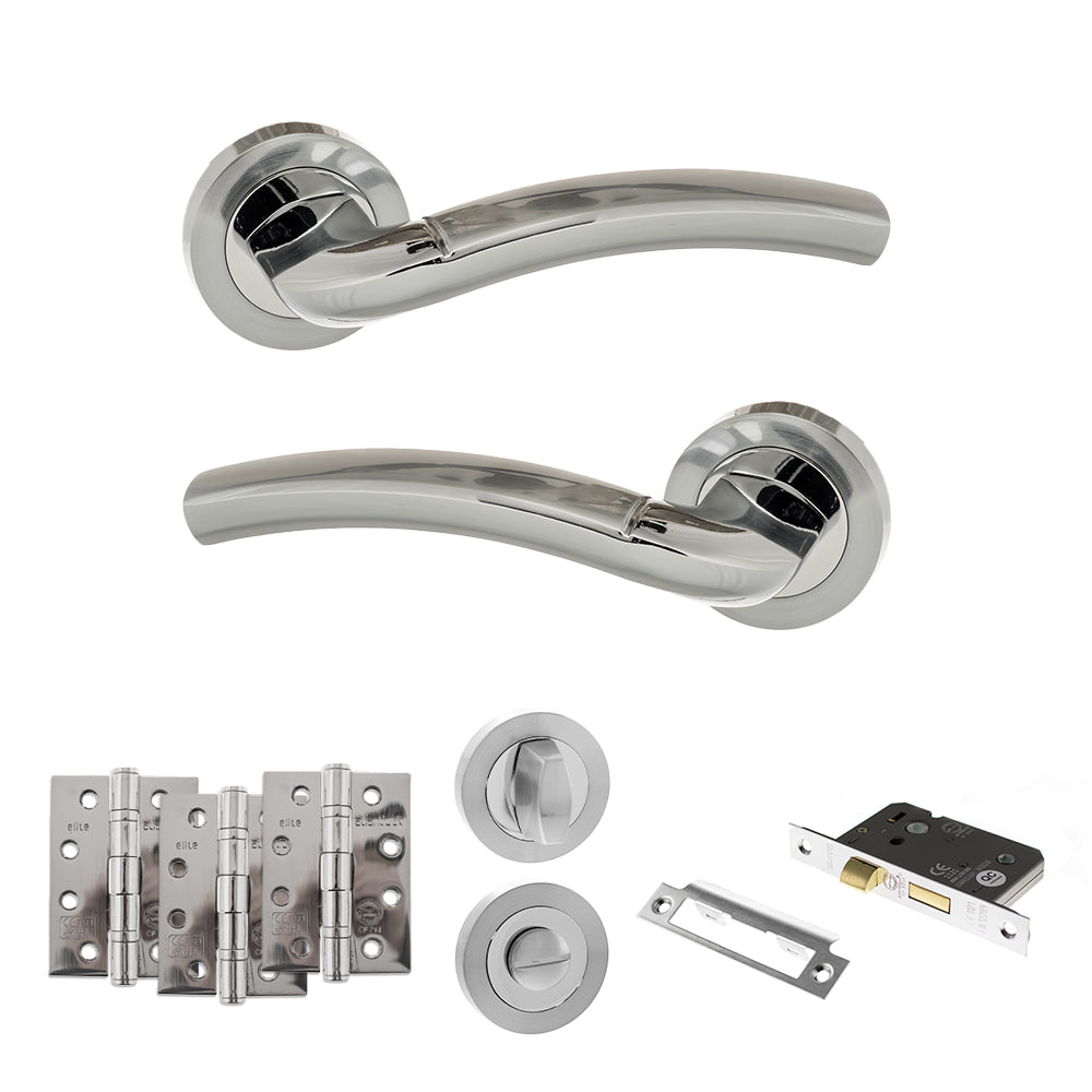 Eco Crest Door Handle Pack in Polished Chrome