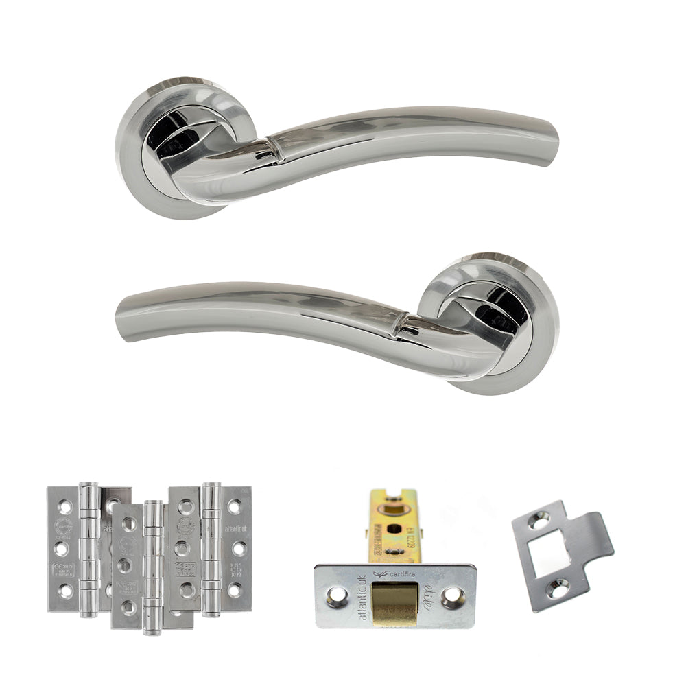 Eco Crest Door Handle Pack in Polished Chrome