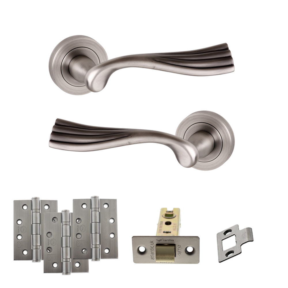 Old English Richmond Door Handle Pack in Matt Gun Metal