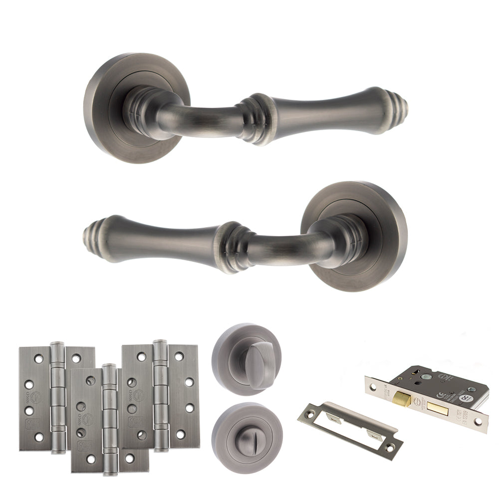 Old English Durham Door Handle Pack in Matt Gun Metal