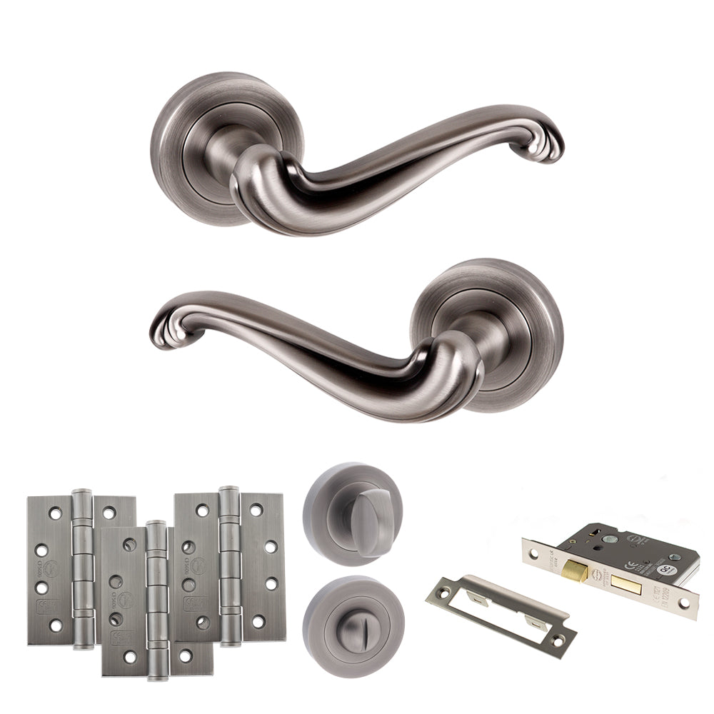 Old English Colchester Door Handle Pack in Matt Gun Metal