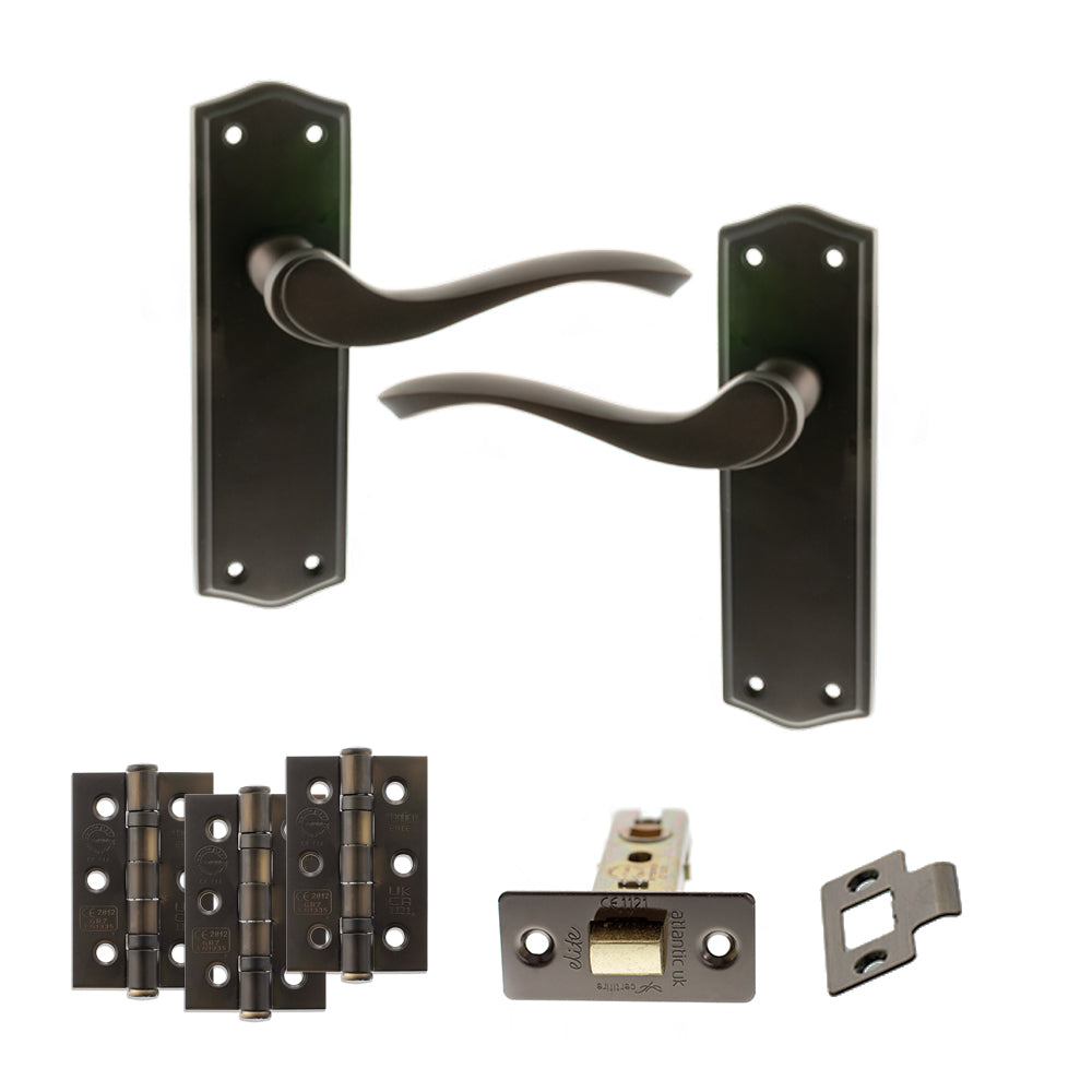 Old English Warwick Door Handle Pack in Urban Dark Bronze
